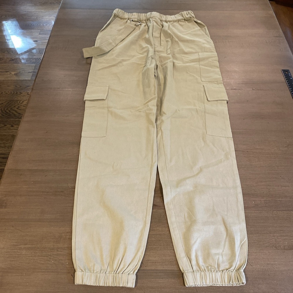 Missguided Women's Joggers Size 2 Khaki Cargo Pockets Streetwear Lagenlook
